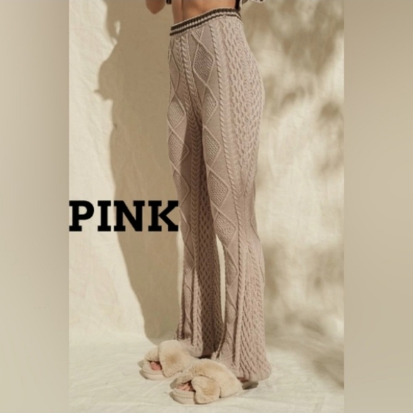 🩷 PINK Cable-Knit Flare Pants 🩷 - Picture 1 of 5